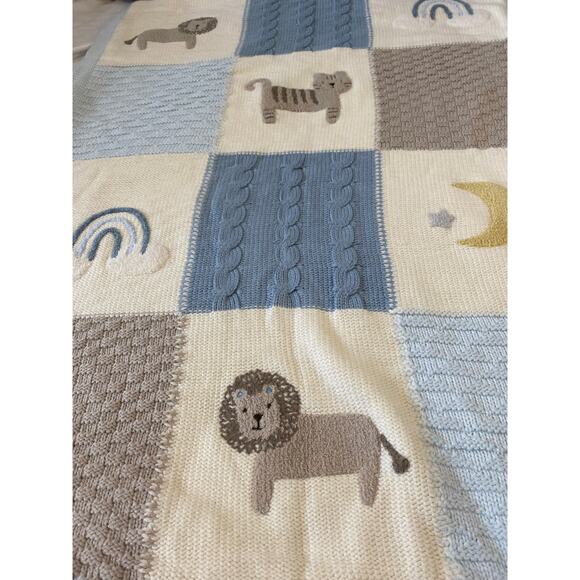Pottery Barn Kids Heirloom Lion Stroller‎ Blanket and PBK Elephant 30" w x40" L - Picture 3 of 9